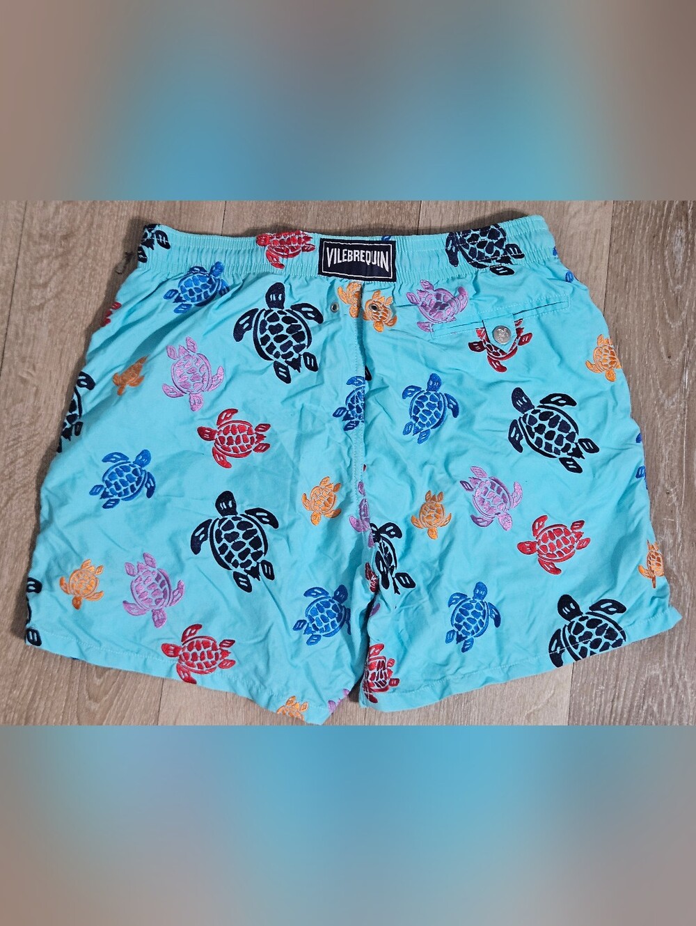Vilebrequin Moorea Turtle Print Swim Trunks Shorts Blue size XL - Picture 5 of 8